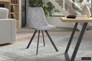 Rousseau - Stoel Emma PU Donkergrijs - Poten zwart  - 83x46x60cm