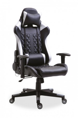 Rousseau - Gamingstoel Taylor  Zilver/zwart met LED  - 125/135x-W53x53cm