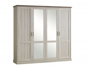 Oosterlynck - Ella kleerkast 4 deur - met spiegel - 214x225x58cm