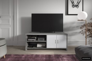 Rousseau - Tv-meubel Dixon 2 deuren - Beton/wit  - 51x120x40cm
