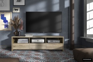 Rousseau - Tv-meubel Dixon 3 lades - Sonoma  - 51x180x40cm
